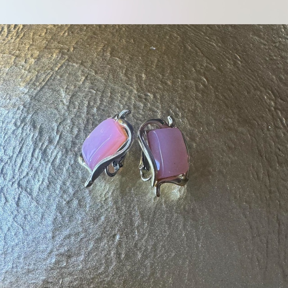 Chic Pink and Silver Clip-On Earrings
